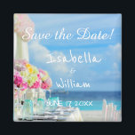 Eleganter Floral Ocean Beach Summer Save the Date Magnet<br><div class="desc">Elegantes,  blumengeschmücktes Stranddesign Save the Date. Der Text kann über das Menü "Details" geändert werden. Klicken Sie auf den Button "Anpassen" und können Sie Text- und Farbstil ändern. Andere Farben sind verfügbar. Bitte kontaktieren Sie mich,  wenn Sie Hilfe oder passende Artikel benötigen.</div>
