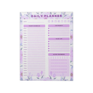 Eleganter Floral-Tagesplaner-Notizblock Notizblock