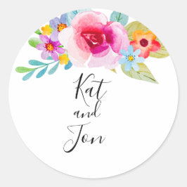 Eleganter Floral Wedding Classic Round Sticker
