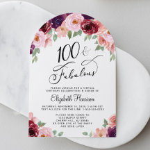 Eleganter florale virtueller 100. Geburtstagsfeier