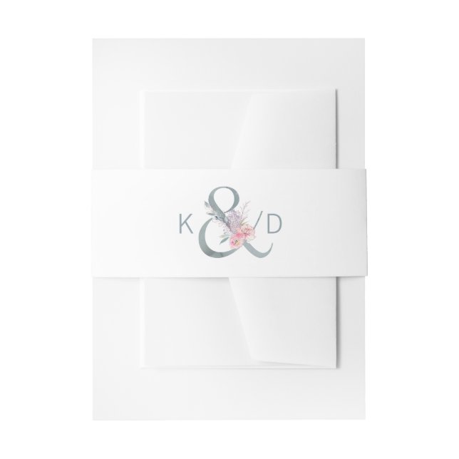 Eleganter floraler Ampersand mit Initials Wedding Einladungsbanderole (Vorderseite Beispiel)