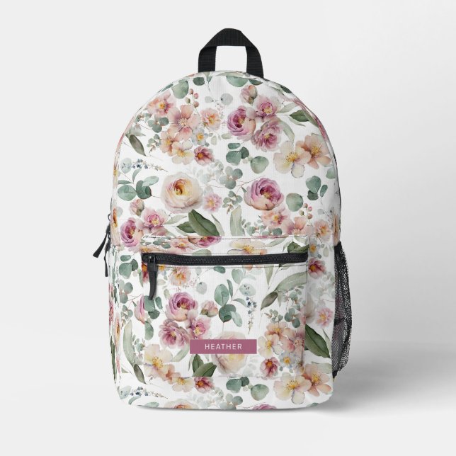 Eleganter floraler Backpack Bedruckter Rucksack (Vorderseite)