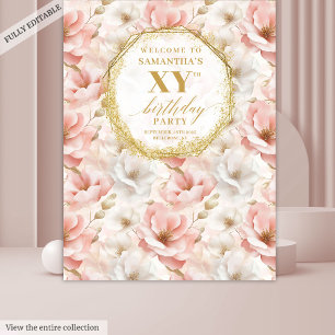Eleganter floraler Dusty Pink Geburtstagsparty Hin Wandteppich