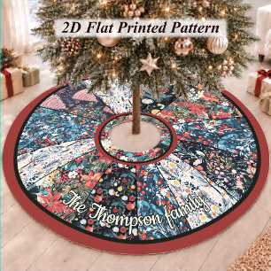 Eleganter floraler falscher Patchwork-Weihnachtsba Polyester Weihnachtsbaumdecke