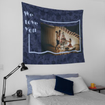 Eleganter floraler Familienfoto-Text Blau