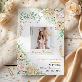 Eleganter Floraler Geburtstag Einladung