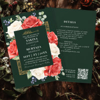 Eleganter floraler Grüner Muslim Hochzeit QR-Code
