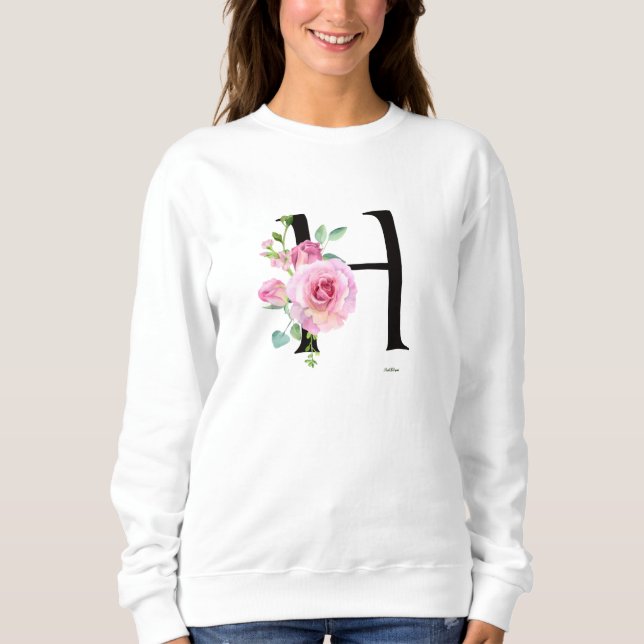 Eleganter floraler H-Monogramm-Rosenpullover  Sweatshirt (Vorderseite)