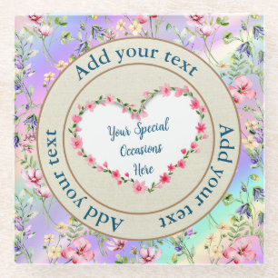 Eleganter, floraler Herzrahmen: für jeden Anlass Glasuntersetzer