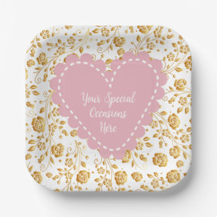 Eleganter, floraler Herzrahmen: für jeden Anlass Pappteller