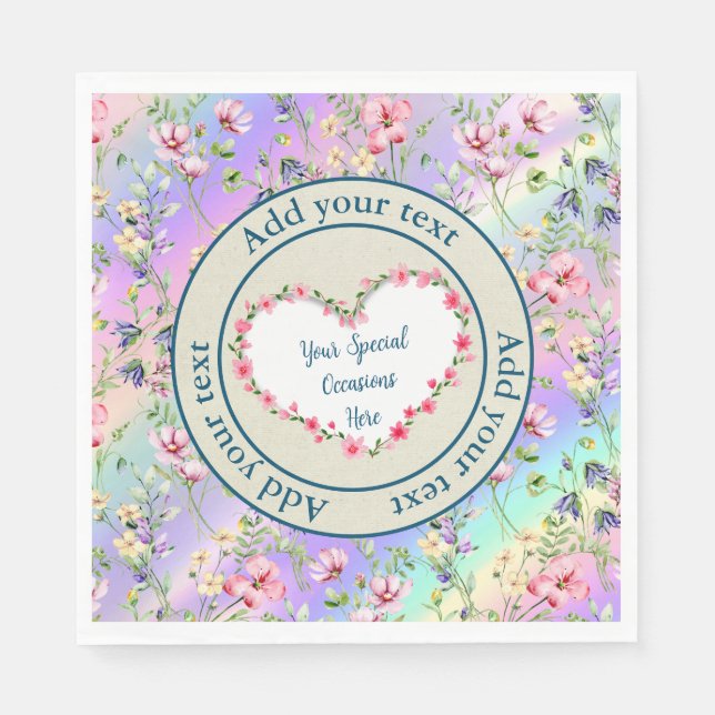Eleganter, floraler Herzrahmen: für jeden Anlass Serviette (Vorderseite)