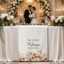 Eleganter floraler Hochzeitsdekor Creme-Tischläufe Wandteppich