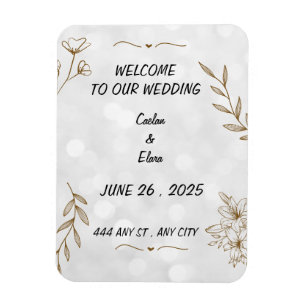 Eleganter floraler Hochzeitsmagnet Frame Magnet