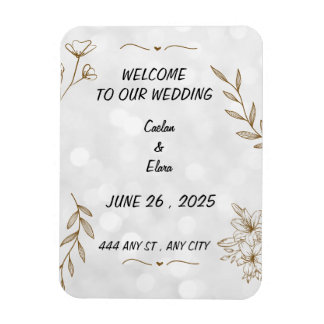 Eleganter floraler Hochzeitsmagnet Frame Magnet