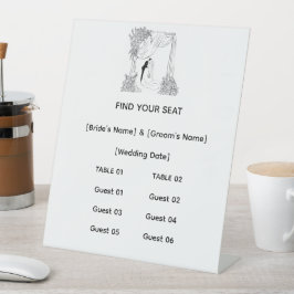 Eleganter floraler Hochzeitssitzplan Sockelschild