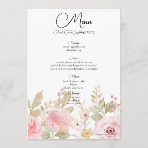 Eleganter floraler Hochzeitstag Personalisierter E Menükarte