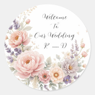 Eleganter floraler Hochzeitsticker mit individuell Runder Aufkleber