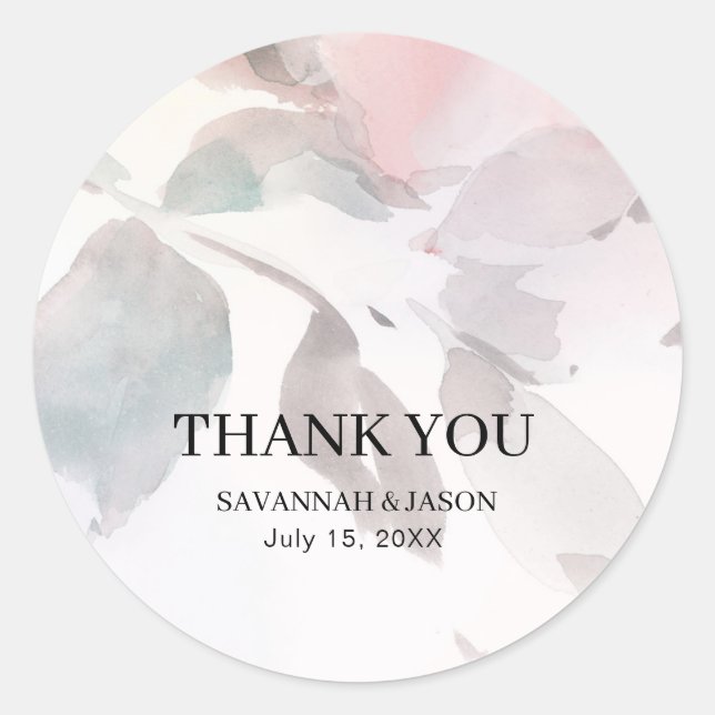 Eleganter floraler Hochzeitsticker Runder Aufkleber (Vorderseite)