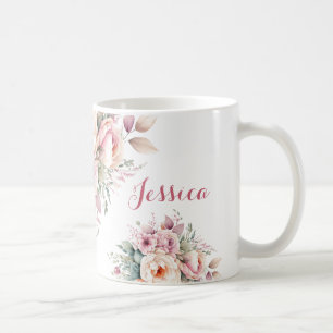 Eleganter floraler Individuelle Name Moderne Kaffeetasse