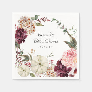 Eleganter floraler Kürbis Babyparty Serviette