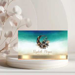 Eleganter floraler Mond Wasserfarbe Visitenkarte