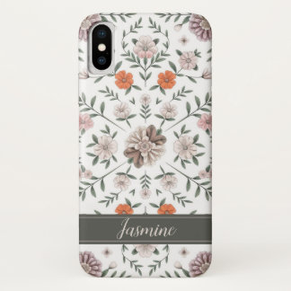 Eleganter floraler Muster Individuelle Name iPhone Case-Mate iPhone Hülle