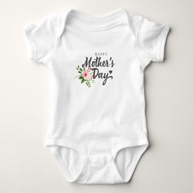 Eleganter floraler Muttertag | Bodysuit Baby Strampler (Vorderseite)