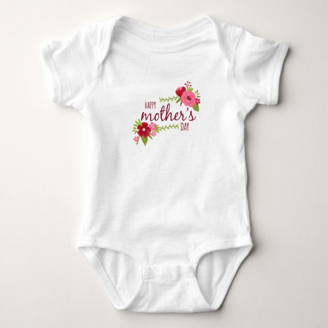 Eleganter floraler Muttertag | Bodysuit Baby Strampler (Vorderseite)