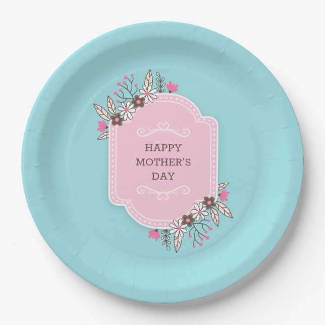 Eleganter floraler Muttertag | Papierplatte Pappteller (Vorderseite)