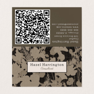 Eleganter floraler QR-Code Falted Business Card Visitenkarten