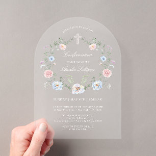 Eleganter floraler Rahmen Bestätigung Acryleinladungen
