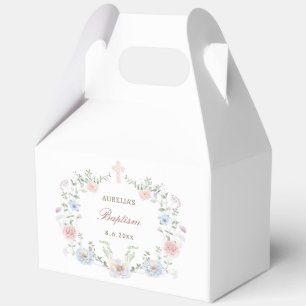 Eleganter floraler Rahmen Taufgiebel Geschenkschachtel