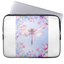 Eleganter floraler Rosa Dragonfly Laptop-Sieb 13"