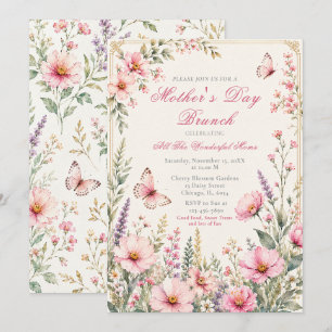 Eleganter floraler Schmetterling-Mutter-Brunch Einladung