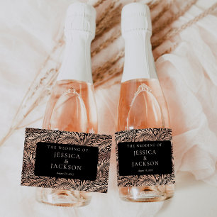 Eleganter floraler Schwarz- und Roségold-Sekt