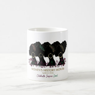 Eleganter Floraler Schwarzer Frauen Geschichtsmona Kaffeetasse