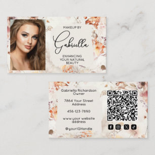 Eleganter floraler sozialer Icon-QR-Code-Foto-Make Visitenkarte