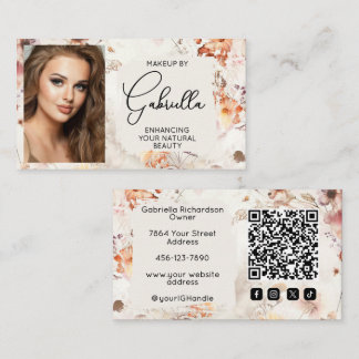 Eleganter floraler sozialer Icon-QR-Code-Foto-Make Visitenkarte
