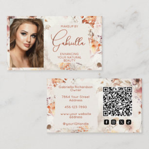 Eleganter floraler sozialer Icon-QR-Code-Photo-Mak Visitenkarte
