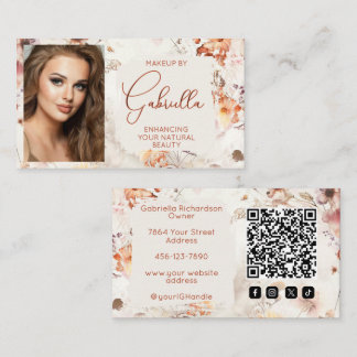 Eleganter floraler sozialer Icon-QR-Code-Photo-Mak Visitenkarte