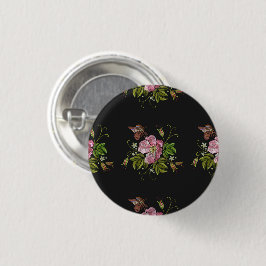 Eleganter floraler Stickereimuster Schwarzer Hinte Button