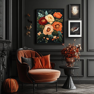 Eleganter floraler Stickereistil Vintag Botanisch Poster