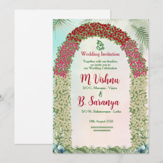 Eleganter floraler Torbogen und indische Hochzeits Einladung