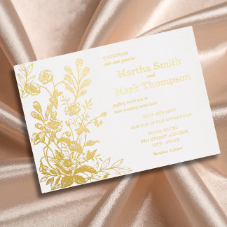 Eleganter floraler vintage-botanischer Goldene Folieneinladung