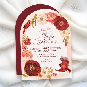 Eleganter floraler Zweig Vogel Baby Shower Einladung