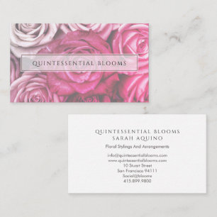 Eleganter Florist für rosa Rosen Visitenkarte