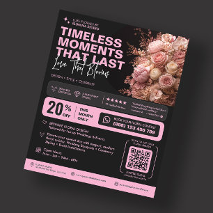 Eleganter Florist Hochzeits-Event-Planer Pink Schw Flyer