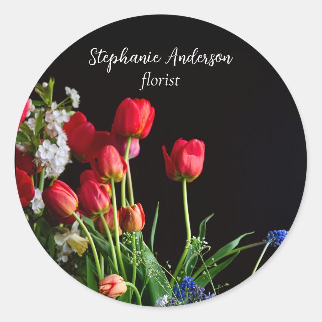 Eleganter Florist Runder Aufkleber (Vorderseite)