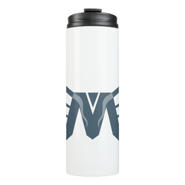 Eleganter Flügel Buchstabe M Monogramm Thermosbecher (Vorderseite)