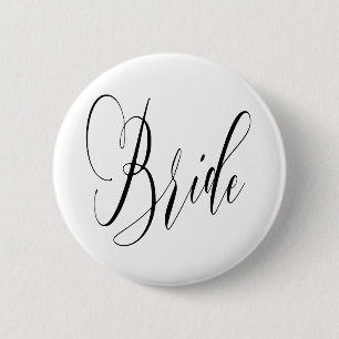 ELEGANTER FLÜSSIGER SCHWARZER SKRIPT-BRAUT-ENTWUR BUTTON